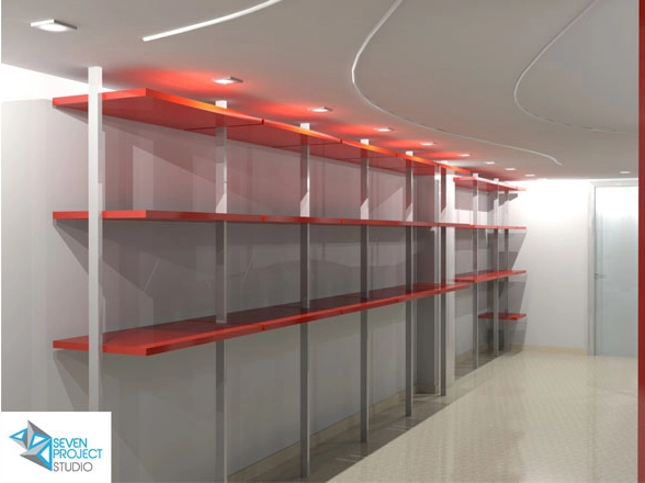 scaffali di un negozio di abbigliamento dal design moderno -studio seven project