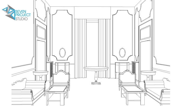 progetto di una sala relax per militari all'interno di una struttura alberghiera ad Ischia - seven project