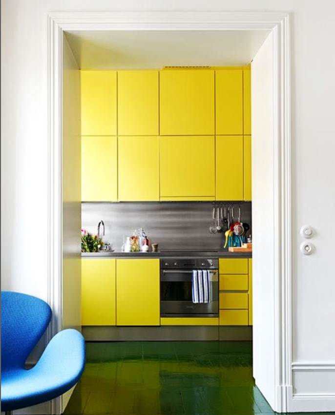 progettazione interni Cucina moderna colorata