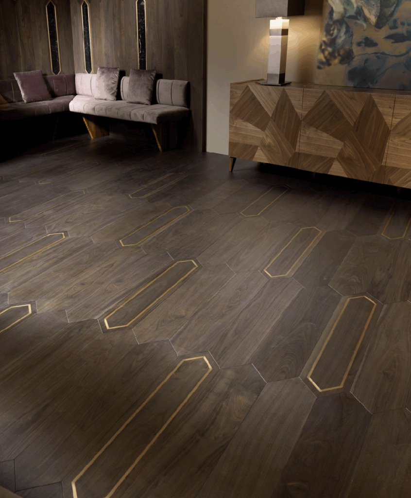 pavimento parquet esagonale in legno