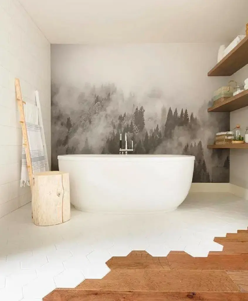 pavimento ceramica e parquet per bagno
