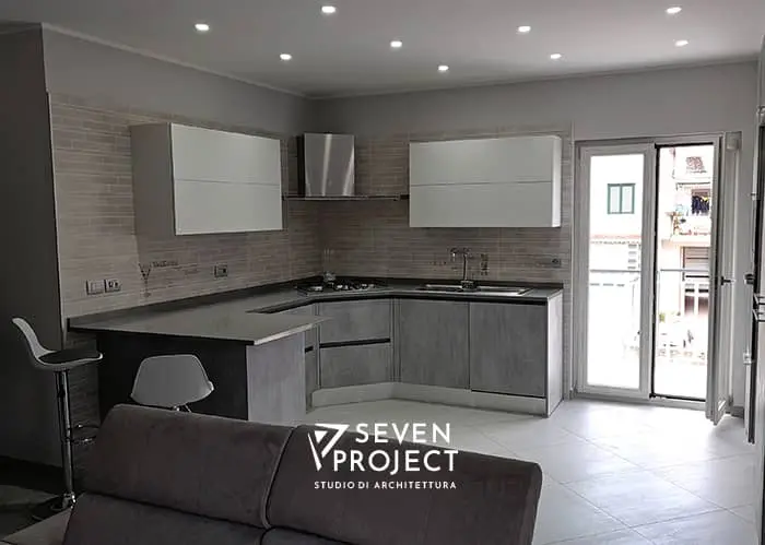 cucina ad angolo stile industrial chic -progetto del seven project studio