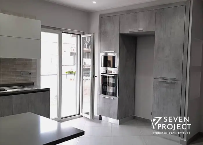 cucina industrial chic i con elettrodomestici separati - progetto del seven project studio