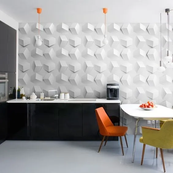 boiserie bianca con cubi 3D