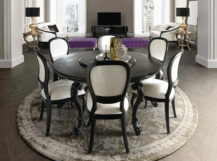 tavolo da pranzo rotondo nero stile fiorentino moderno