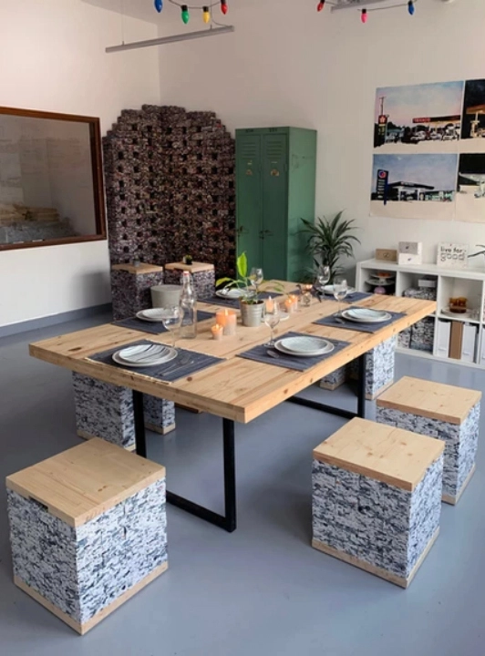 sgabelli da cucina ottenuti da mattoni fabrick