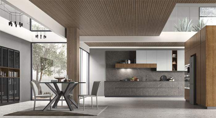 novità cucine 2026 effetto marmo e legno